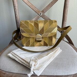 Sezane Milo mini classic bag gold patchwork